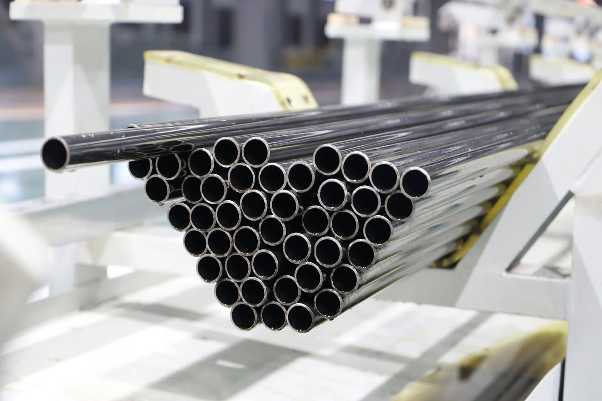 Cut aluminium extrusion profiles stacked for MOQ review